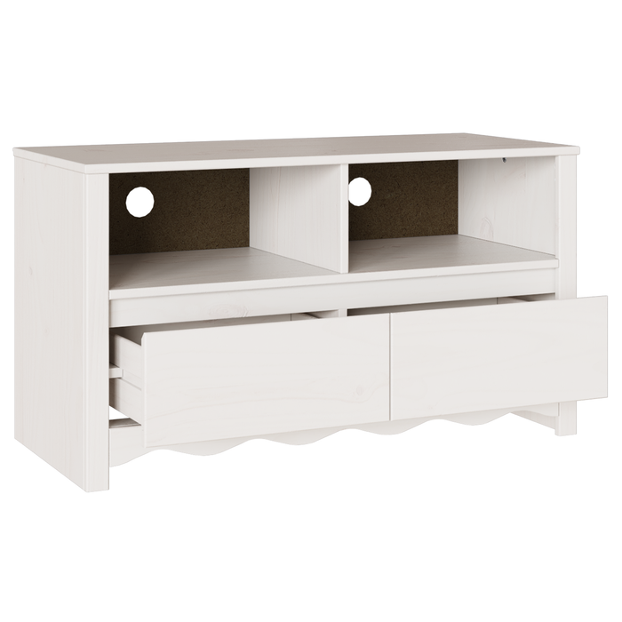Dulap TV "DRAMMEN", alb, 99x43x55 cm, lemn masiv de pin - WALTI WALTI