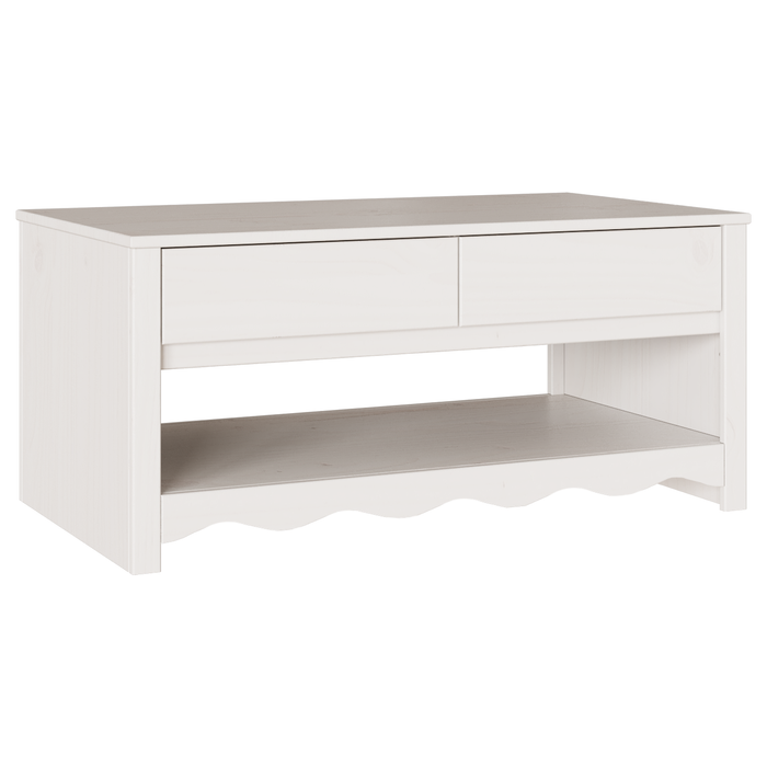 Masă de cafea "DRAMMEN" Alb 99x55x45 cm Lemn solid de pin - WALTI WALTI