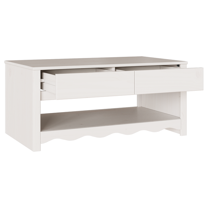 Masă de cafea "DRAMMEN" Alb 99x55x45 cm Lemn solid de pin - WALTI WALTI