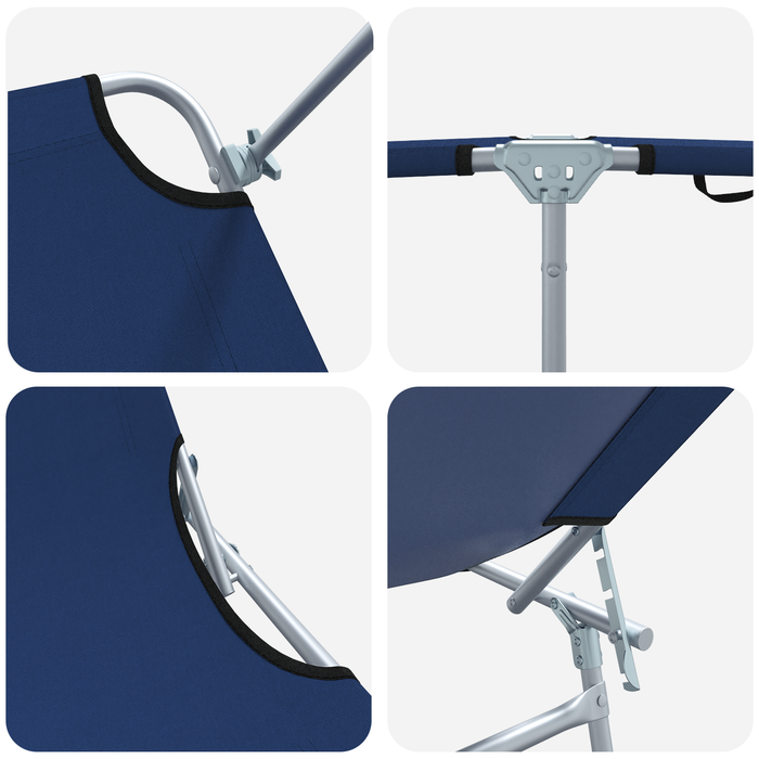 Set de 2 șezlonguri pliabile cu copertină Albastru 600D Oxford Fabric - WALTI WALTI