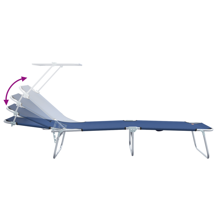 Set de 2 șezlonguri pliabile cu copertină Albastru 600D Oxford Fabric - WALTI WALTI