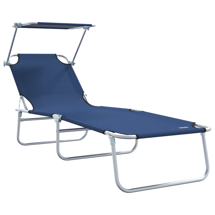 Set de 2 șezlonguri pliabile cu copertină Albastru 600D Oxford Fabric - WALTI WALTI
