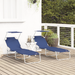 Set de 2 șezlonguri pliabile cu copertină Albastru 600D Oxford Fabric - WALTI WALTI