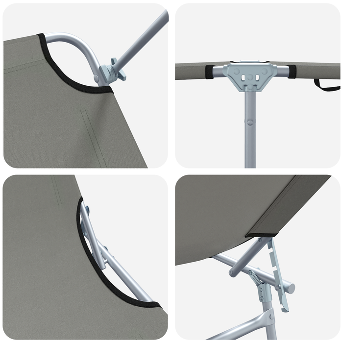 Set de șezlonguri pliabile 2 pcs cu copertină gri din țesătură Oxford 600D - WALTI WALTI