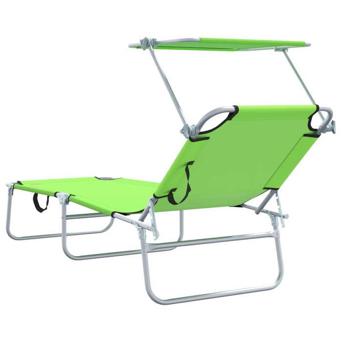 șezlonguri pliabile 2 bucăți cu copertină Verde 600D Oxford Fabric - WALTI WALTI