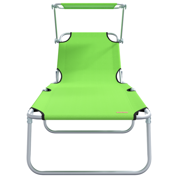șezlonguri pliabile 2 bucăți cu copertină Verde 600D Oxford Fabric - WALTI WALTI