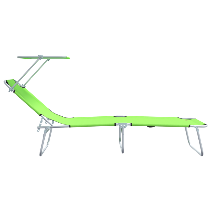 șezlonguri pliabile 2 bucăți cu copertină Verde 600D Oxford Fabric - WALTI WALTI