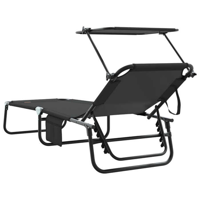 Șezlong pliabil cu copertină Negru 600D material Oxford - WALTI WALTI