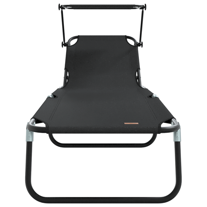 Șezlong pliabil cu copertină Negru 600D material Oxford - WALTI WALTI