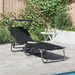 Șezlong pliabil cu copertină Negru 600D material Oxford - WALTI WALTI