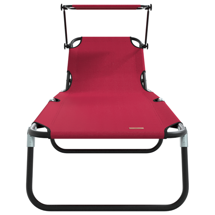 Șezlong pliabil cu copertină roșu din țesătură Oxford 600D - WALTI WALTI
