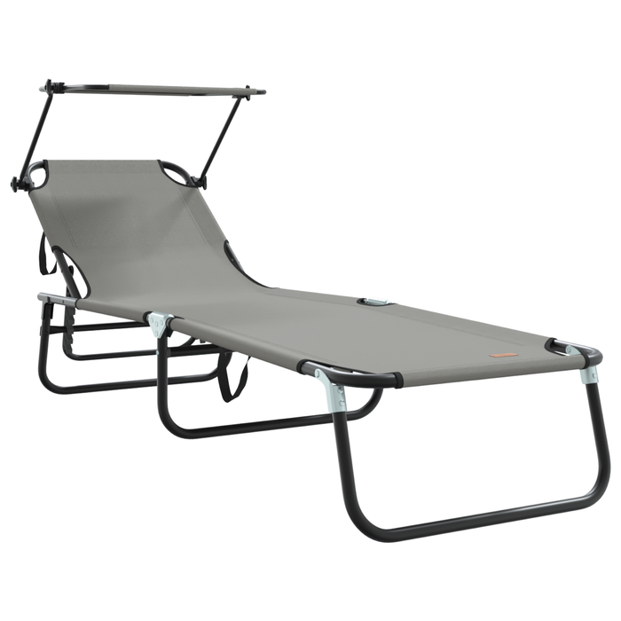 Șezlong pliabil cu copertină Gri din material Oxford 600D - WALTI WALTI