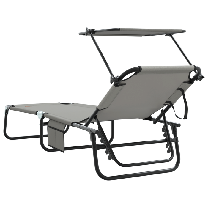 Șezlong pliabil cu copertină Gri din material Oxford 600D - WALTI WALTI