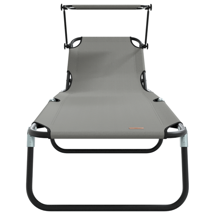 Șezlong pliabil cu copertină Gri din material Oxford 600D - WALTI WALTI