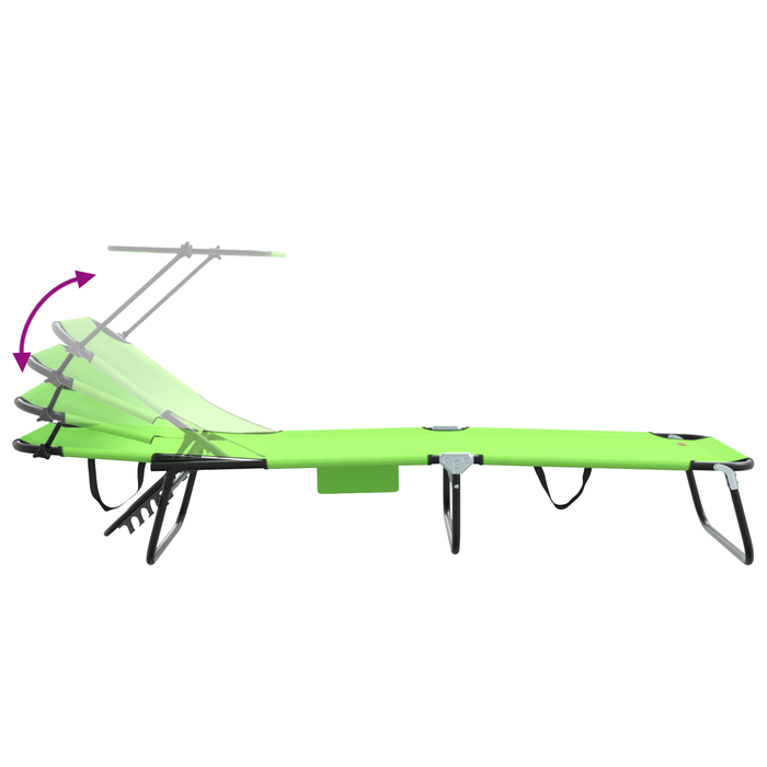 Șezlong Pliabil cu Copertină Verde 600D Oxford - WALTI WALTI