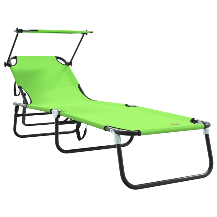 Șezlong Pliabil cu Copertină Verde 600D Oxford - WALTI WALTI