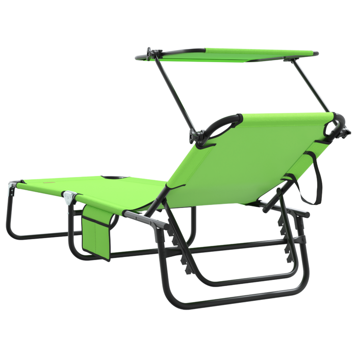 Șezlong Pliabil cu Copertină Verde 600D Oxford - WALTI WALTI
