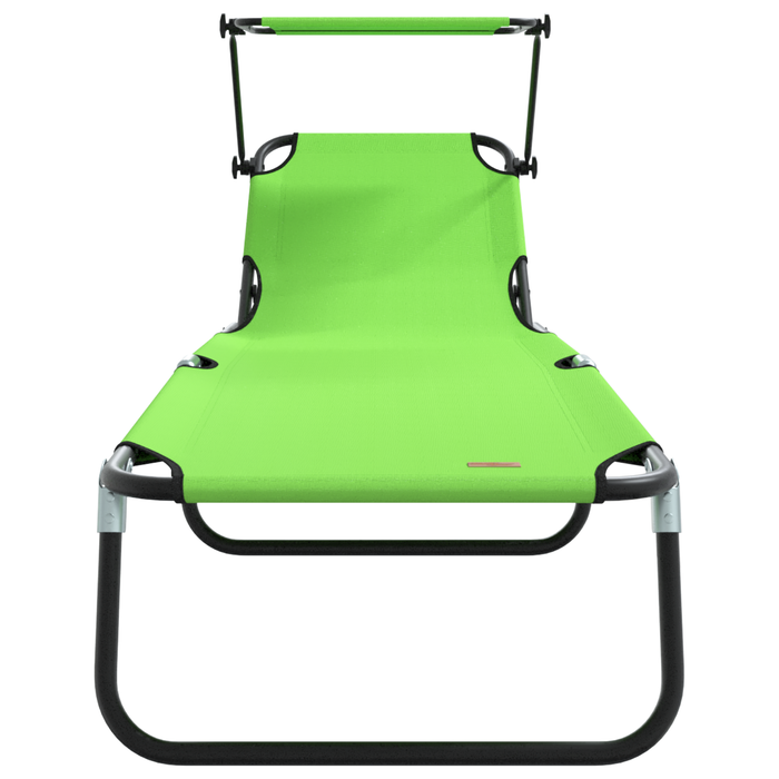 Șezlong Pliabil cu Copertină Verde 600D Oxford - WALTI WALTI