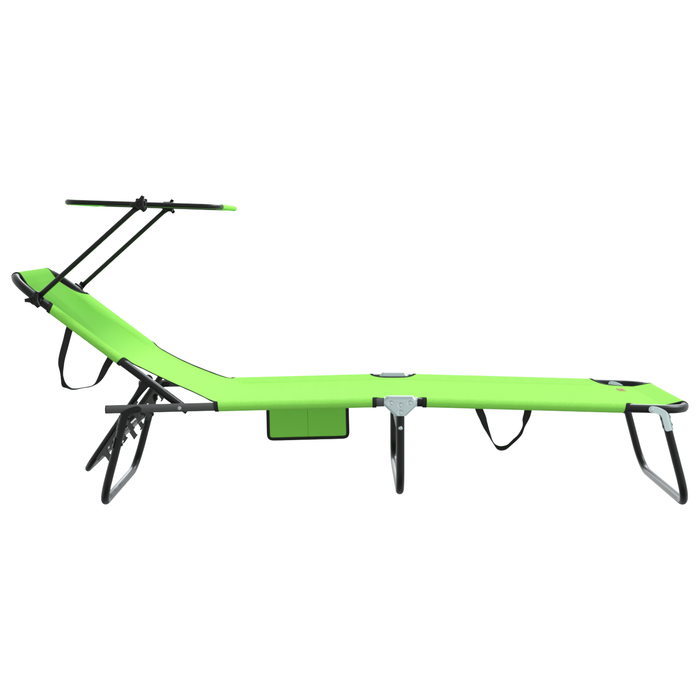 Șezlong Pliabil cu Copertină Verde 600D Oxford - WALTI WALTI