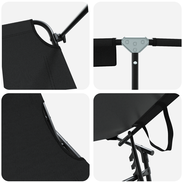 Șezlonguri Pliabile 2 buc cu Copertină Negru Material Oxford 600D - WALTI WALTI