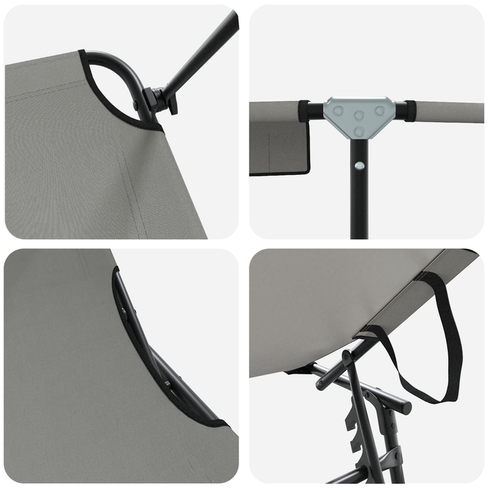 Set de 2 șezlonguri pliabile cu baldaquin Gri din material Oxford 600D - WALTI WALTI