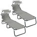 Set de 2 șezlonguri pliabile cu baldaquin Gri din material Oxford 600D - WALTI WALTI