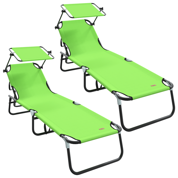 2 șezlonguri pliabile cu copertină Verde țesătură Oxford 600D - WALTI WALTI