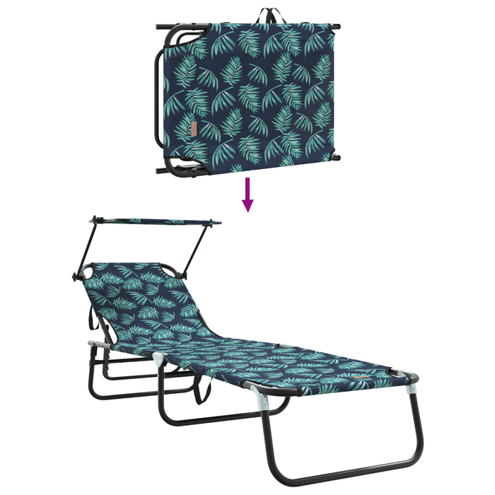 Șezlonguri pliabile 2 pcs cu print cu frunze din țesătură Oxford 600D - WALTI WALTI