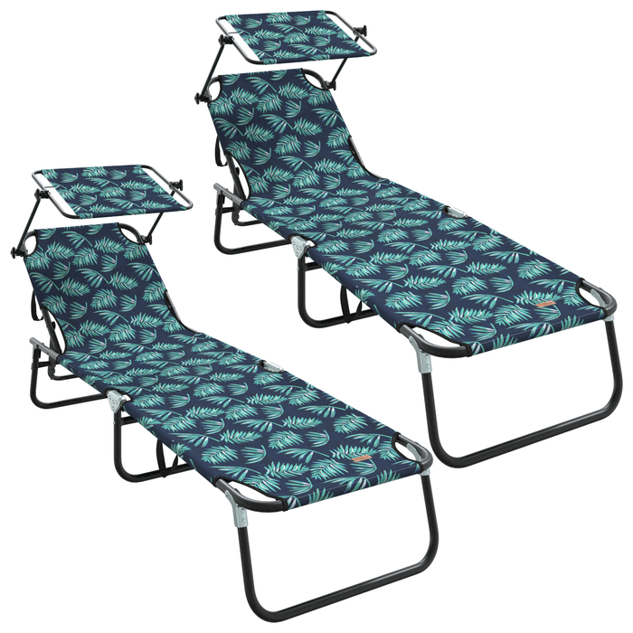 Șezlonguri pliabile 2 pcs cu print cu frunze din țesătură Oxford 600D - WALTI WALTI