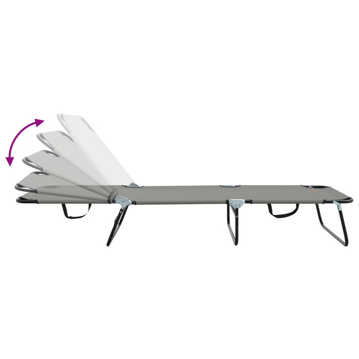 Șezlong pliabil 2 pcs Portabil Gri 600D Fabric Oxford - WALTI WALTI