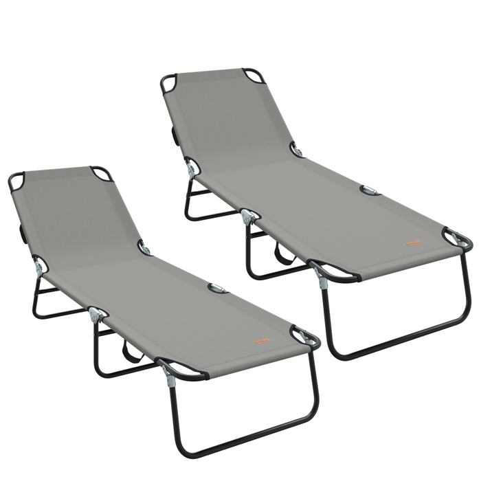 Șezlong pliabil 2 pcs Portabil Gri 600D Fabric Oxford - WALTI WALTI