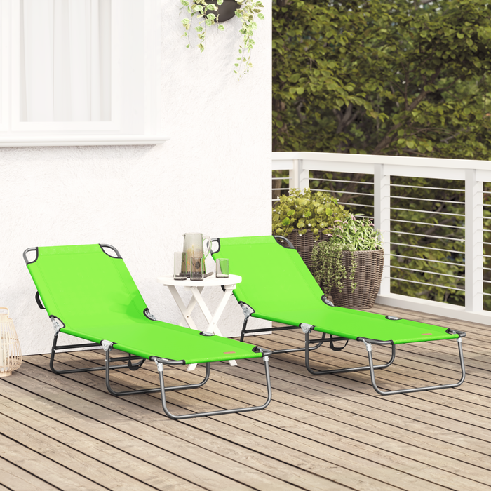 Șezlong pliabil 2 piese portabil din țesătură Oxford verde 600D - WALTI WALTI