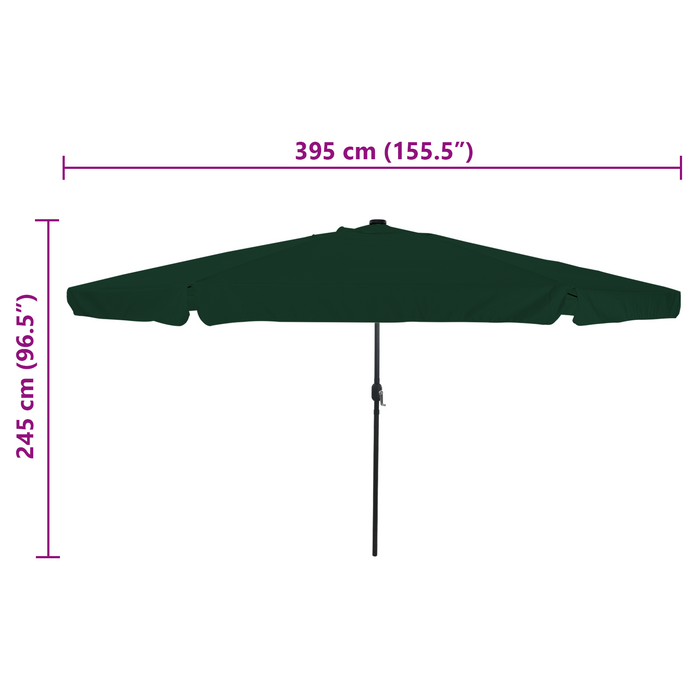 Umbrela de Grădină cu LED-uri, 395 cm x 245 cm, Verde - WALTI WALTI