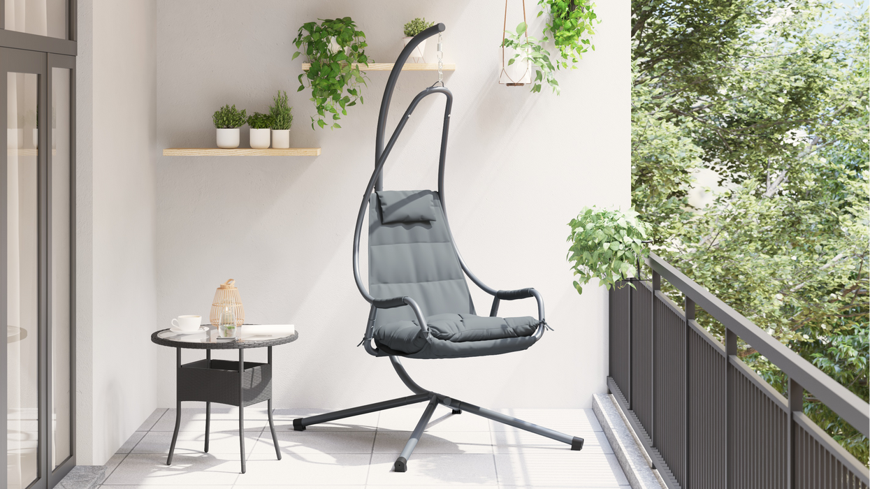 Fotoliu Suspendat cu Cadru și Perne Antracit din Oțel - WALTI WALTI