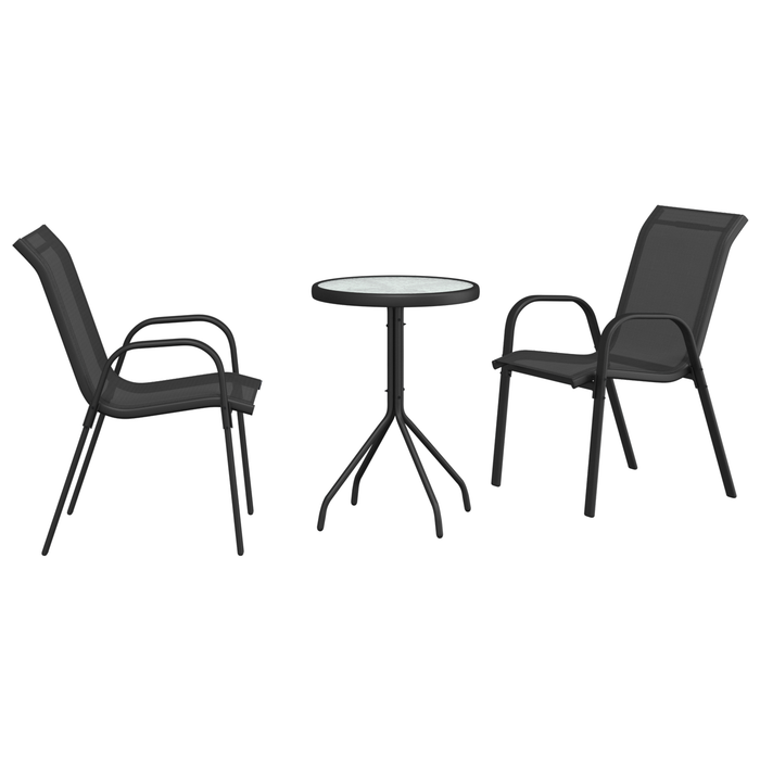 Set Bistro 3 Piese Negru Textilenă și Oțel - WALTI WALTI