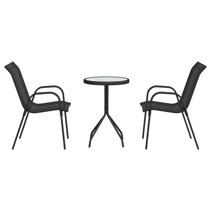 Set Bistro 3 Piese Negru Textilenă și Oțel - WALTI WALTI