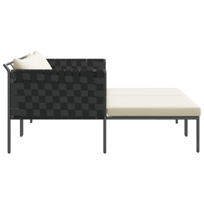 Șezlong cu perne, 2 persoane, antracit, 115x153x69,5 cm, oțel - WALTI WALTI