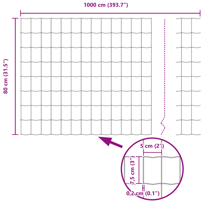 Gard Euro Gri 0.8x10 m Oțel - WALTI WALTI