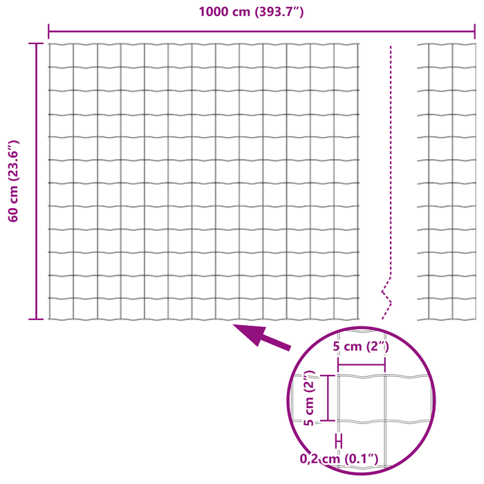 Euro Fence 0,6x10 m Oțel galvanizat - WALTI WALTI