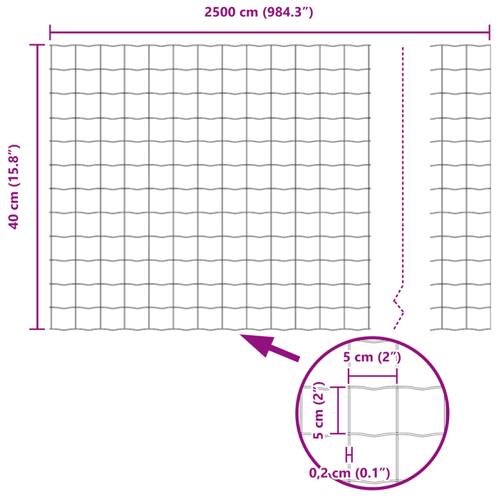 Gard Euro 0.4x25 m Oțel galvanizat - WALTI WALTI