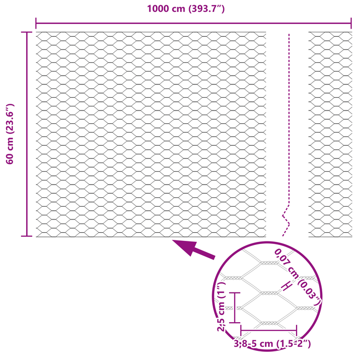 Gard Hexagonal Verde 0.6x10 m Oțel - WALTI WALTI