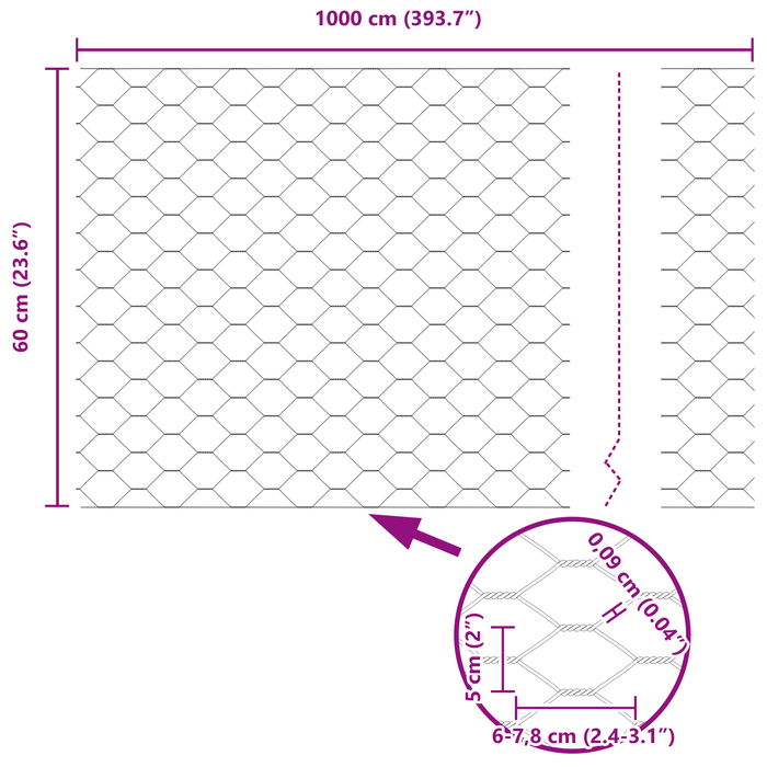 Gard Hexagonal Verde 0.6x10 m Oțel - WALTI WALTI