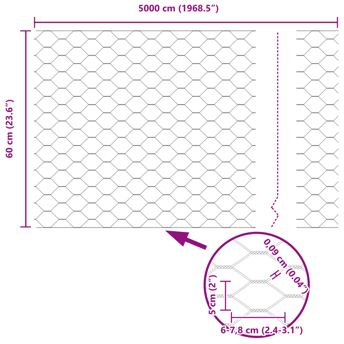 Gard Hexagonal Verde 0.6x50 m Oțel - WALTI WALTI