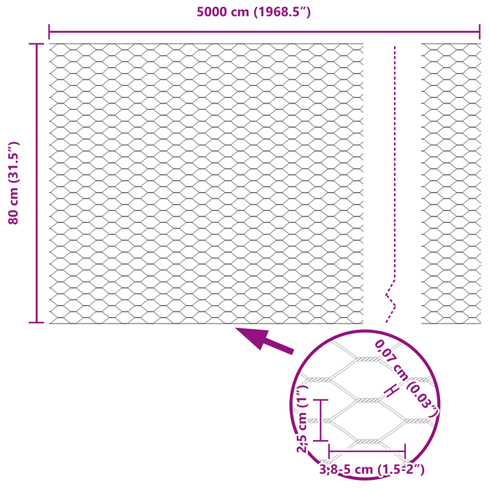 Împrejmuire Hexagonală Verde 0.8x50 m Oțel - WALTI WALTI