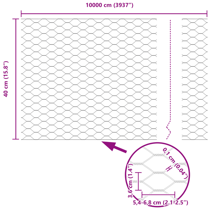 Gard hexagonal verde 0.4x100 m din oțel - WALTI WALTI