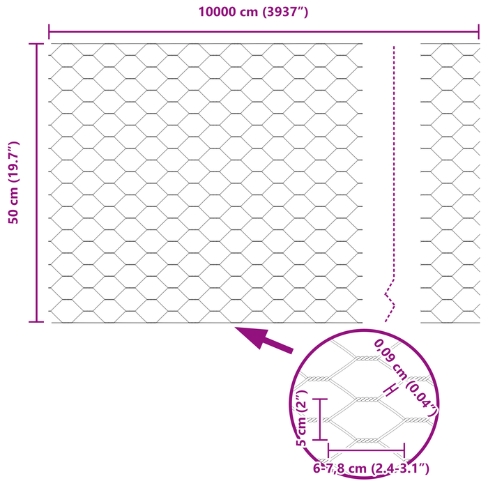 Gard hexagonal verde 0.5x100 m din oțel - WALTI WALTI