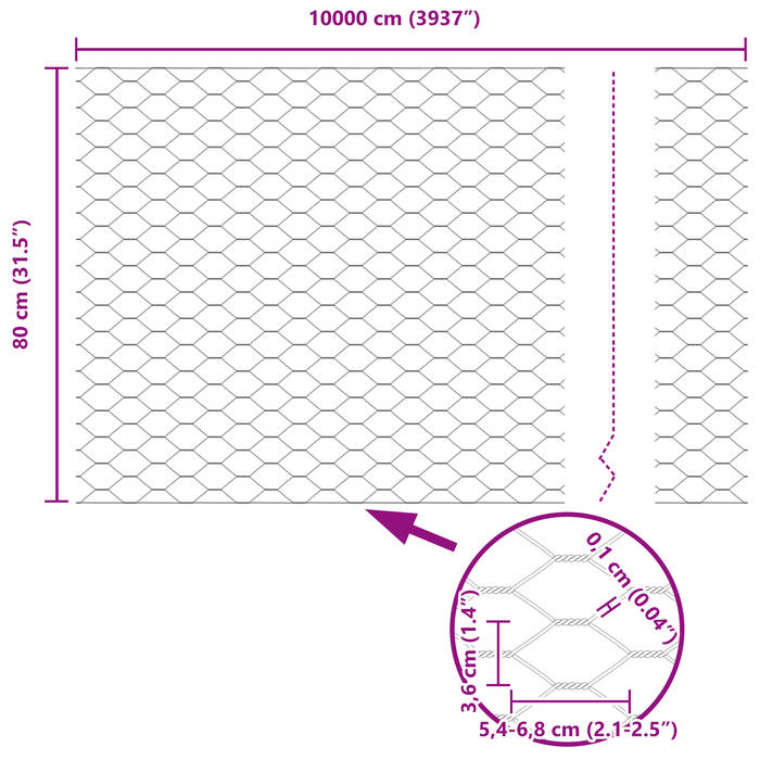 Gard hexagonal verde 0.8x100 m din oțel - WALTI WALTI