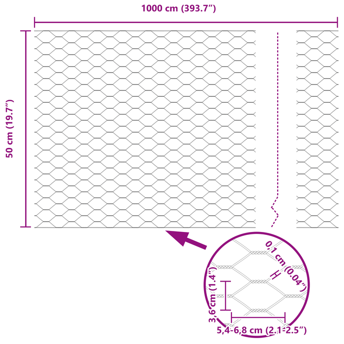 Gard Hexagonal Gri 0.5x10 m Oțel - WALTI WALTI