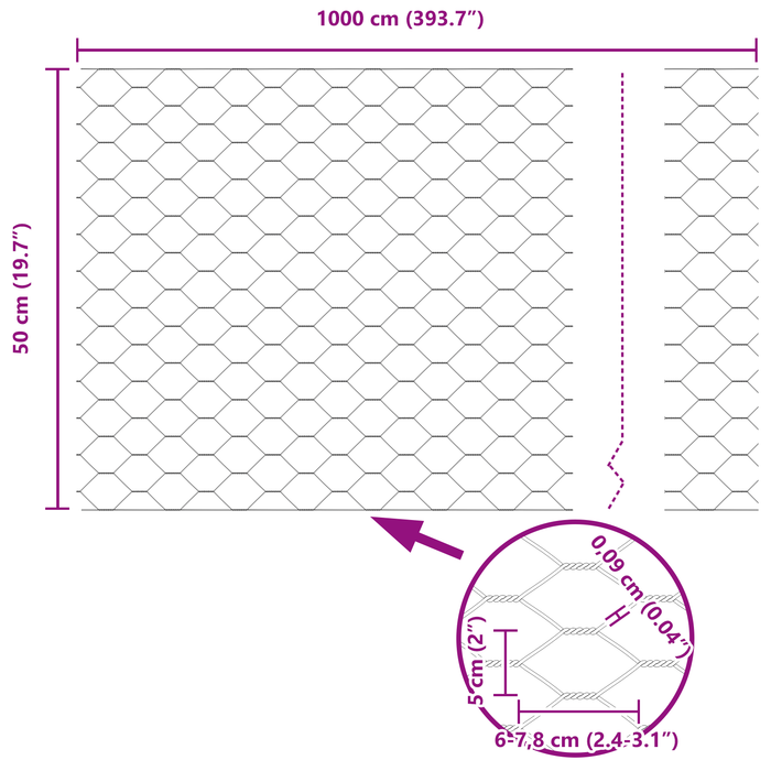 Gard Hexagonal Gri 0.5x10 m Oțel - WALTI WALTI