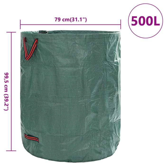 Saci gunoi grădină cu mânere 12 buc., pliabil rotund verde 500L - WALTI WALTI
